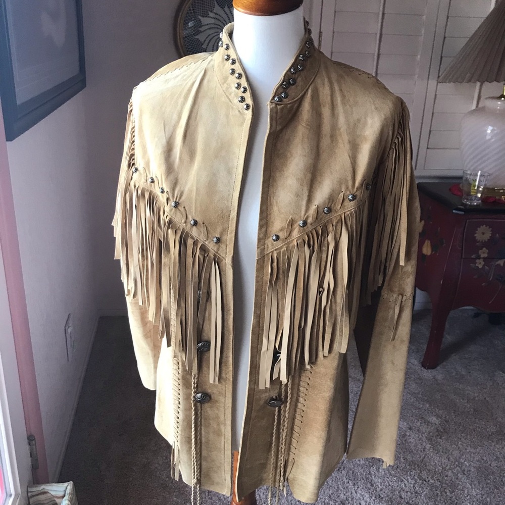 Leather fringe jacket